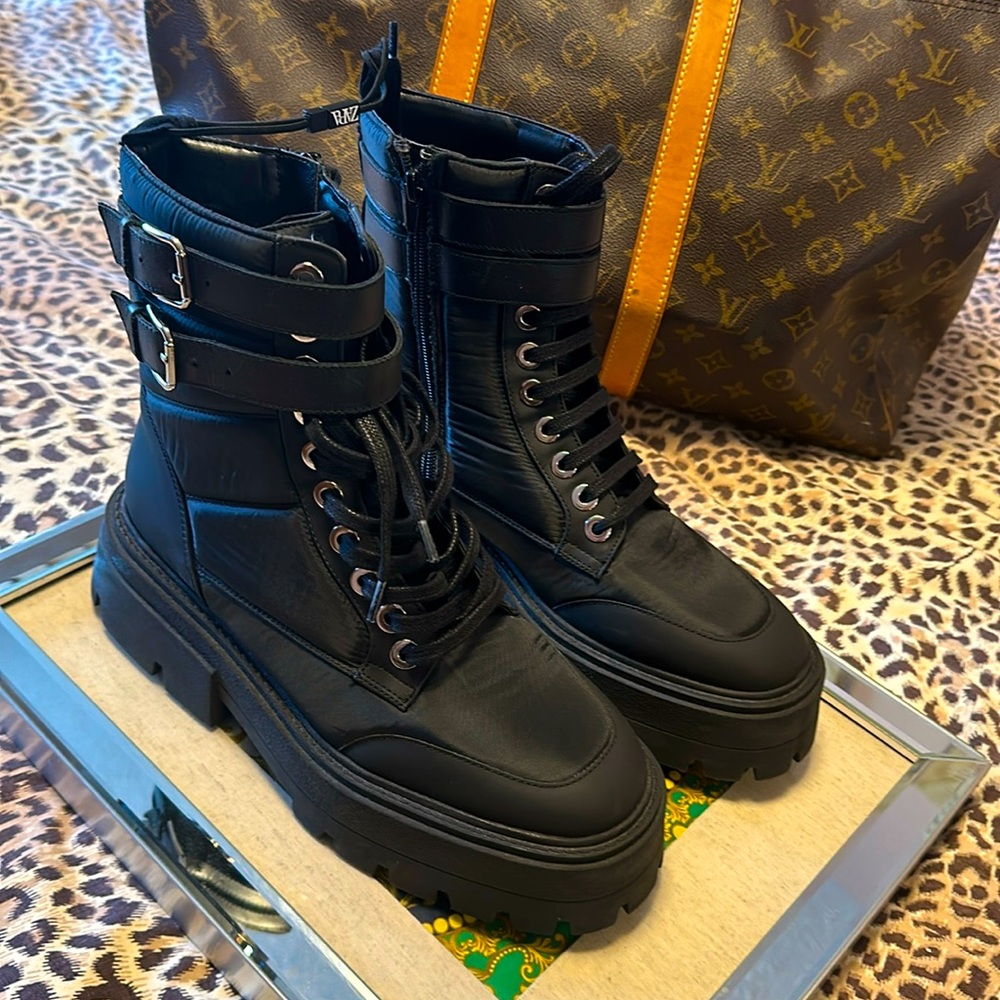 Nwot Zara nylon combat boots